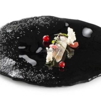 Блюдо презентационное стеклянное 23см, цвет черный, Onyx XGLAS-0423