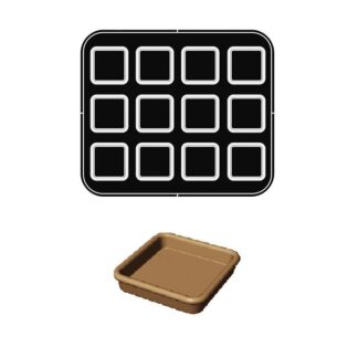 Форма U для выпечки тарталеток 69х69/62х62мм h15мм (для аппарата Cookmatic), 12 ячеек PIASTRA U