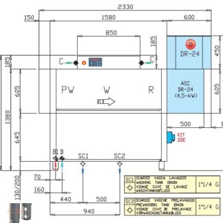 МАШИНА ПОСУДОМОЕЧНАЯ DIHR RX 164 E SX+DR24+DDE+XP+SAN