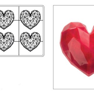 Форма д/шок. конфет "Diamond Heart" 70x66 h20мм , 6шт,  п/к MA3015