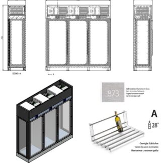 ШКАФ ВИННЫЙ ENOFRIGO WINE LIBRARY 20 WALL 3V DX-SX 3P H2200 VT СЕРЫЙ + ПОЛКИ A