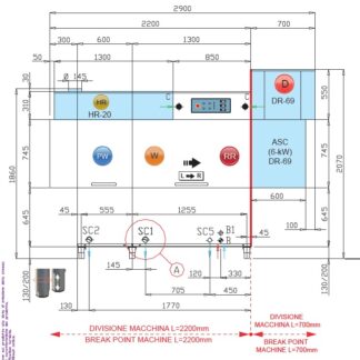 МАШИНА ПОСУДОМОЕЧНАЯ DIHR RX 184 SX+DR69+HR20/ДЕЛЕНИЕ 2 ЧАСТИ