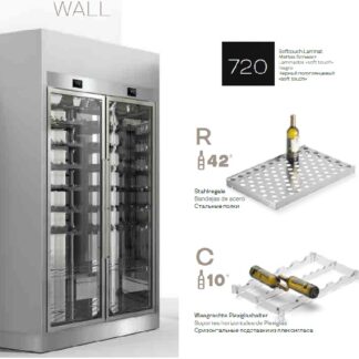 ШКАФ ВИННЫЙ ENOFRIGO WINE LIBRARY 20 WALL 2P H2200 VT ЧЕРНЫЙ+ПОЛКИ RС