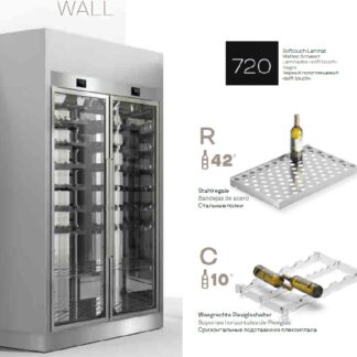ШКАФ ВИННЫЙ ENOFRIGO WINE LIBRARY 20 WALL 2P H2200 VT ЧЕРНЫЙ+ПОЛКИ R (6ШТ.)+ПОЛКИ С (4ШТ.)