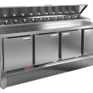 PZE1-1111/GN (1/3H) стол для пиццы охл.(+2+10), 4 двери, 1970х700х850мм, глуб.раб.пов. 324мм
